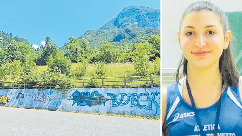 L’area degradata dove sarà realizzato il murale, a destra Martina Socciarelli