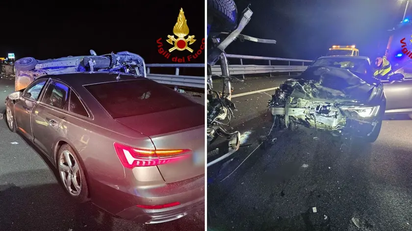 Le immagini dell'incidente avvenuto nel tratto della A4 tra San Giorgio di Nogaro e Palmanova