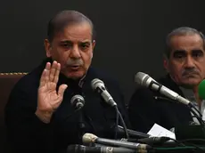 epa11150101 Pakistan's former prime minister and leader of the Pakistan Muslim League-Nawaz (PML-N) party Shehbaz Sharif (L) speaks during a press conference in Lahore, Pakistan, 13 Feburay 2024. PML-N president Shahbaz Sharif announced that the party will sit on the opposition benches if independent candidates form a government at the Centre. He stated that PML-N is in contact with PPP, MQM-P, and JUI parties and they will form an alliance under the leadership of Nawaz Sharif. EPA/RAHAT DAR