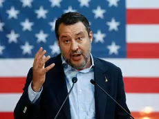 Il ministro delle Infrastrutture e dei Trasporti Matteo Salvini durante alla Festa dell’Indipendenza Americana, presso villa Taverna, Roma, 27 giugno 2024, ANSA/VINCENZO LIVIERI