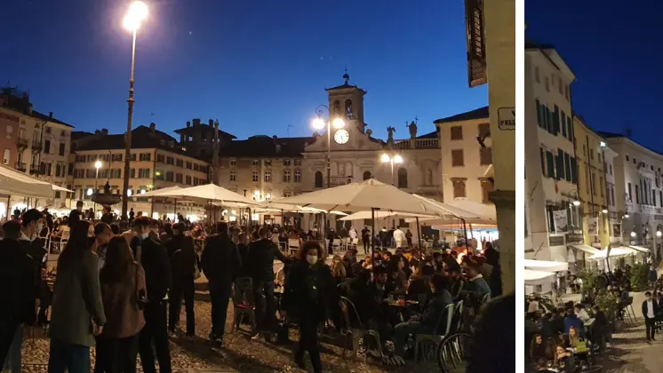 Le immagini di sabato sera a Udine prima delle 18 (orario di chiusura dei bar)