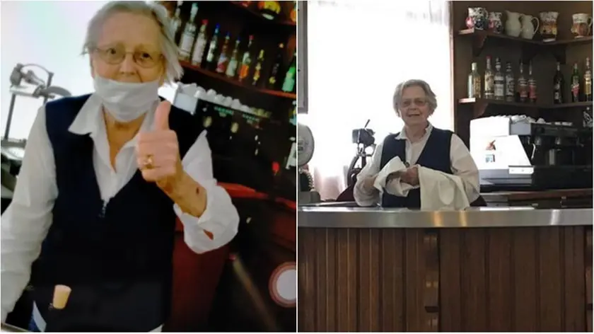 Bruna Bianchi nel suo locale. A destra, in una foto di qualche anno fa