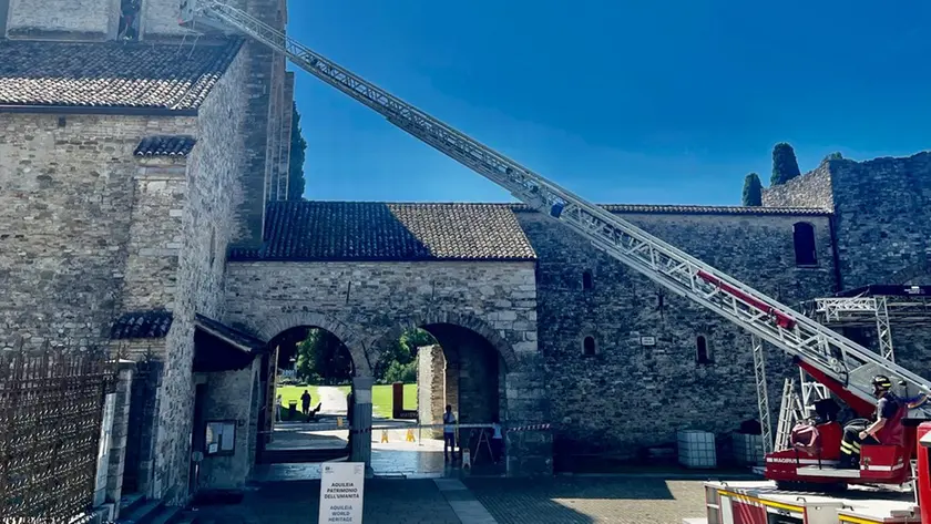 L'intervento di messa in sicurezza ad Aquileia