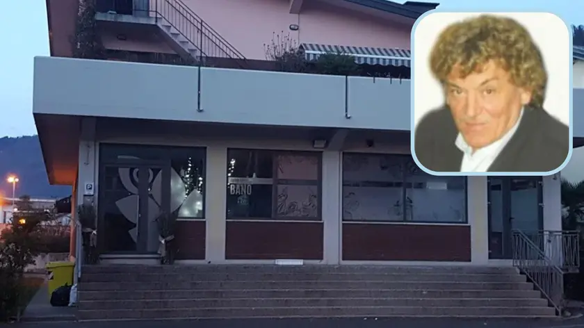 Il panificio di viale Aldo Moro a Tolmezzo e, nel riquadro, Elia Bano