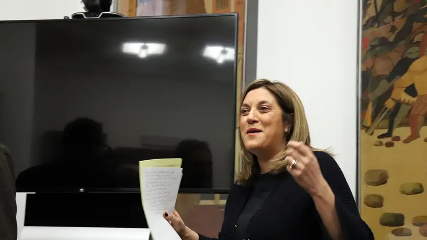 La presidente della Regione Umbria Catiuscia Marini durante una conferenza stampa, Perugia, 13 aprile 2019. ANSA/Gianluigi Basilietti
