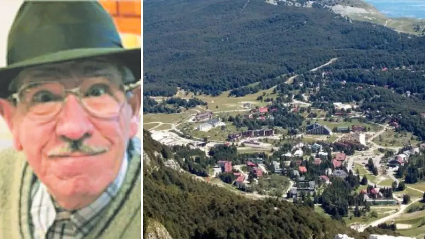 Giovanni Mazzocco e, a destra, quella che era diventata la sua Piancavallo