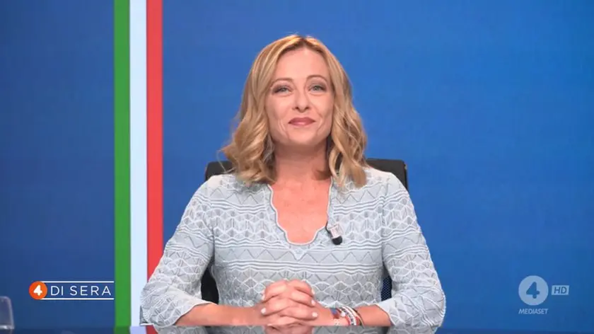 Del Debbio a "4 di sera" su Rete4 intervista alla Meloni (FRAME)