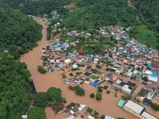 epa11598173 A handout photo made available by the Wiang Phang Kham Subdistrict Municipality shows flooding due to heavy rain in urban areas of Mae Sai District, in Chiang Rai Province, northern of Thailand, 11 September 2024. At least four people have died, several are missing, and more than 14,300 households have been affected by flash floods and landslides caused by the impact of Typhoon Yagi in several northern provinces of Thailand, according to the Department of Disaster Prevention and Mitigation of Thailand. EPA/WIANG PHANG KHAM SUBDISTRICT / HANDOUT HANDOUT EDITORIAL USE ONLY/NO SALES
