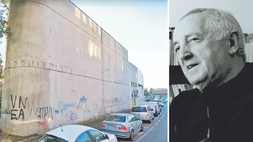 La “prua della nave” che caratterizza l’edificio dell’ex Dormisch e, a destra, l’architetto Emilio Mattioni