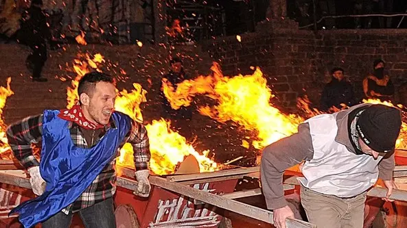 Tarcento 04 gennaio 2015.Corsa dei Carri infuocati e sfilata dei Krampus..Copyright Foto Petrussi / Ferraro Simone