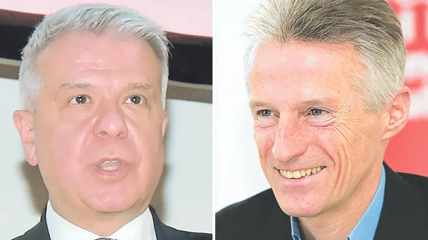 A sinistra l’Ad di Sparkasse, Nicola Calabrò, e l’ex governatore Fvg, Riccardo Illy