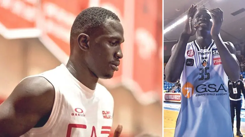 Ousmane Diop, classe 2000, già al lavoro nella palestra del Forum di Assago ora giocherà con Milano, a destra con la maglia dell’Apu