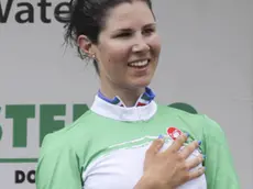 Foto Belen Sivori/LaPresse.27/06/2015 Torino, Italia.Sport.Campionati italiani di ciclismo.Nella foto: arrivo Donne Elite, Elena Cecchini vincitore..Photo Belen Sivori/LaPresse.27/06/2015 Turin, Italy.Sport.Italian cycling championships.In the pic: Donne Elite, Elena Cecchini winner