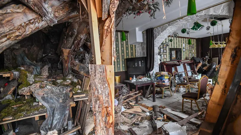 The interior of the ruins of the Hotel Rigopiano, photographed through a window, near Penne, in Abruzzo's Region, Italy, 12 January 2018. An avalanche hit the hotel one year ago (18 January 2017), causing the death of 29 people. ANSA/ALESSANDRO DI MEO