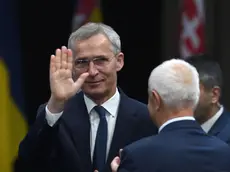 epa11372872 NATO Secretary General Jens Stoltenberg waves a he attends the spring session of the NATO Parliamentary Assembly (NPA) in Sofia, Bulgaria, 27 May 2024. Participants in the spring session of the NPA will discuss key topics on the Euro-Atlantic defense and security agenda with a focus on support for Ukraine and priorities for the upcoming July NATO summit in Washington. EPA/VASSIL DONEV
