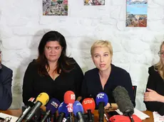 epa11450635 Parliamentary election candidates Alexis Corbiere (L), Raquel Garrido (2-L), and Danielle Simonnet (R), and Clementine Autain (2-R), reelected member of the National Assembly of France and member of the French extreme-left party La France Insoumise (LFI), hold a press conference in Paris, France, 01 July 2024. LFI has withdrawn its support for Alexis Corbiere, Raquel Garrido, and Danielle Simonnet, candidates in the ongoing Parliamentary election, following the first round of the legislative election, and presented opposing candidates against them. The second round of the vote will take place on 07 July 2024. EPA/MOHAMMED BADRA