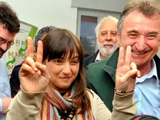 Udine 22 Aprile 2013. Elezioni regionali Friuli Venezia Giulia. Debora Serracchiani festeggia la vittortia nella sede del Pd. Telefoto Ag. Petrussi