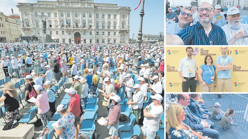 Da sopra, da sinistra: don Paolo Innacone; Lesa, Geremia e Nin e il vice presidente della Regione, Anzil
