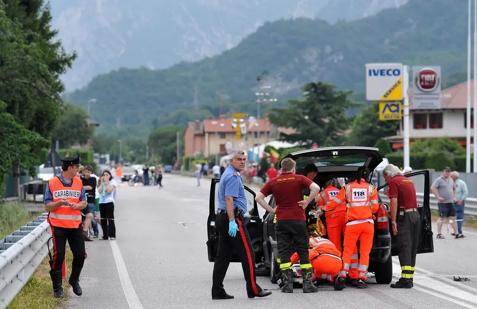 Gemona 22 giugno 2014 Incidente mortale tra due moto ed un auto. Copyright Foto Petrussi / Ferraro Simone