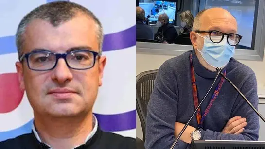 Alberto Peratoner, presidente regionale anestesisti rianimatori ospedalieri, e (a destra) l'assessore regionale Riccardi