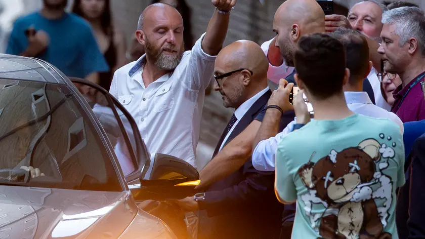 Gennaro Sangiuliano, ex ministro della Cultura, esce dal ministero, Roma, 6 settembre 2024./// Former Italian Culture Minister Gennaro Sangiuliano leaves the ministry, in Rome, Italy, 06 September 2024. Gennaro Sangiuliano resigned as culture minister on Friday after being embroiled in a scandal over an 'advisor' he had an affair with. He said his resignation was "irrevocable" in a letter to Premier Giorgia Meloni. ANSA/MASSIMO PERCOSSI