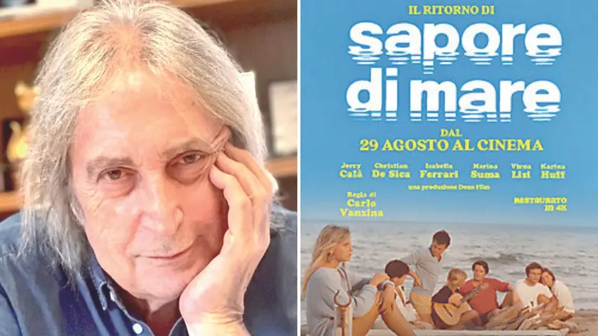 Il regista Enrico Vanzina che nel 1983 diresse il celebre film, a destra la locandina di Sapore di mare