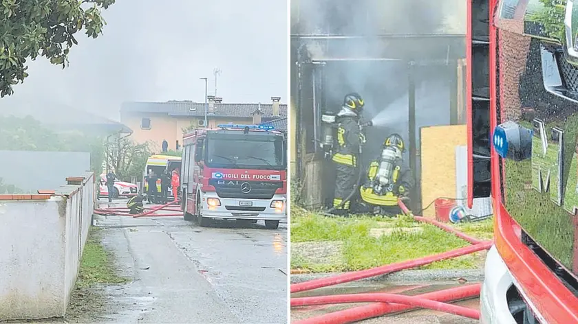 i soccorritori all’opera in via Vial De Lares a Cordenons (foto Ambrosio / Petrussi)