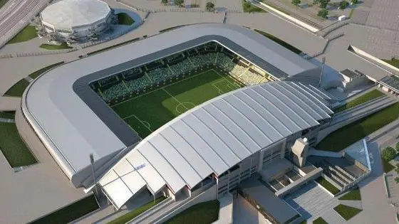 Il rendering del nuovo stadio Friuli di Udine, in una immagine del 12 maggio 2013..ANSA/UFFICIO STAMPA UDINESE CALCIO.+++EDITORIAL USE ONLY - NO SALES+++