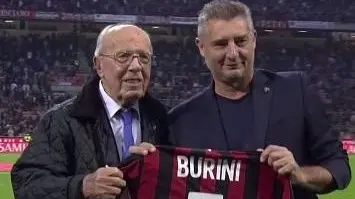 Burini a San Siro con Massaro (foto tratta dal sito del Milan)