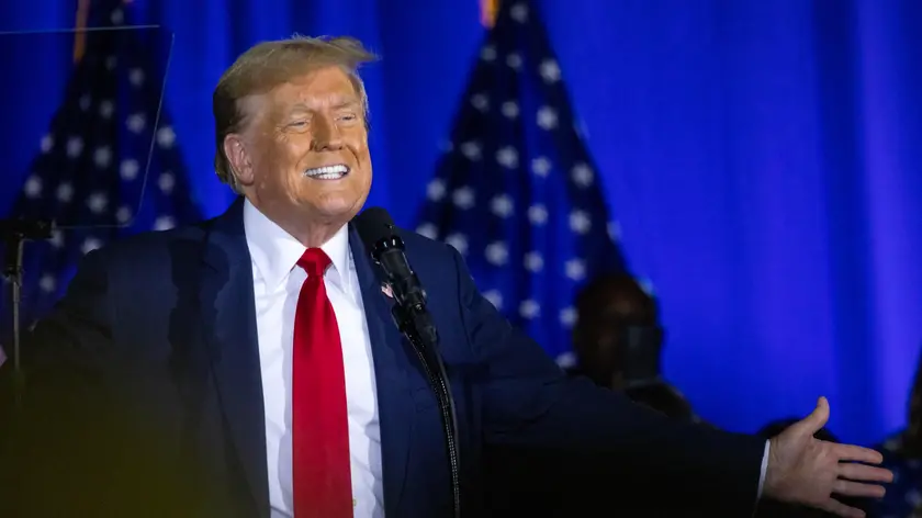 epa11411268 Former President Donald Trump delivers remarks, during his 78th birthday, at Club 47 USA in the Palm Beach Convention Center in West Palm Beach, Florida, USA, 14 June 2024. Club 47 USA, Inc is a corporation created in 2018 to support the agenda and re-election of former president Trump who turned 78 on 14 June 2024. EPA/CRISTOBAL HERRERA-ULASHKEVICH
