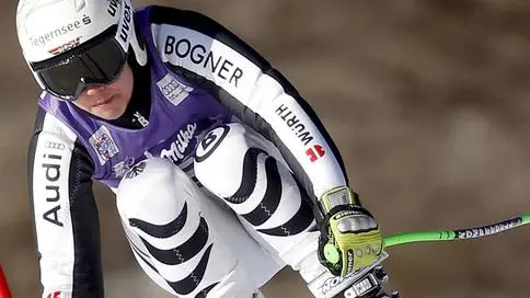 Viktoria Rebensburg of Germany in action during the 2nd training for the women's Alpine Skiing World Cup downhill race in Cortina d'Ampezzo, Italy, 13 January 2012. ANSA/ANDREA SOLERO