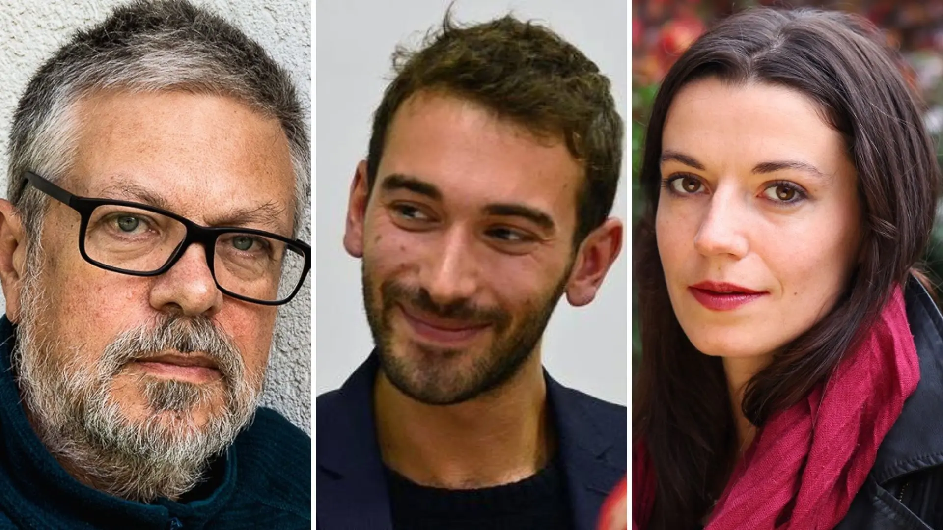 Da sinistra Mikhail Shishkin, Pierre Sautreuil e Cal Flyn, gli altri tre finalisti del Premio Terzani