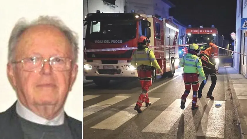 L’ex sindaco Giacomo Bortuzzo, a destra i soccorritori a Lestans (foto Ambrosio/Petrussi)