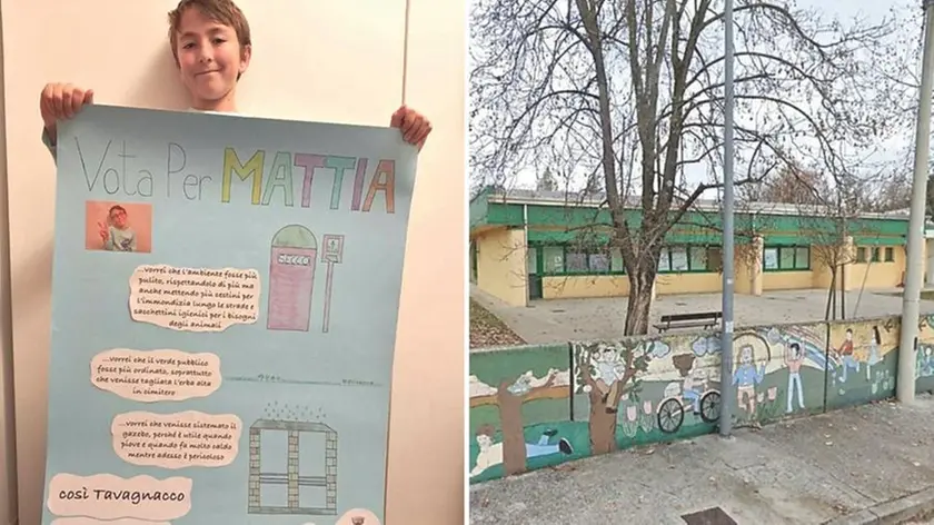 Mattia Cossettini con il suo programma per il Consiglio dei ragazzi e la scuola di Tavagnacco