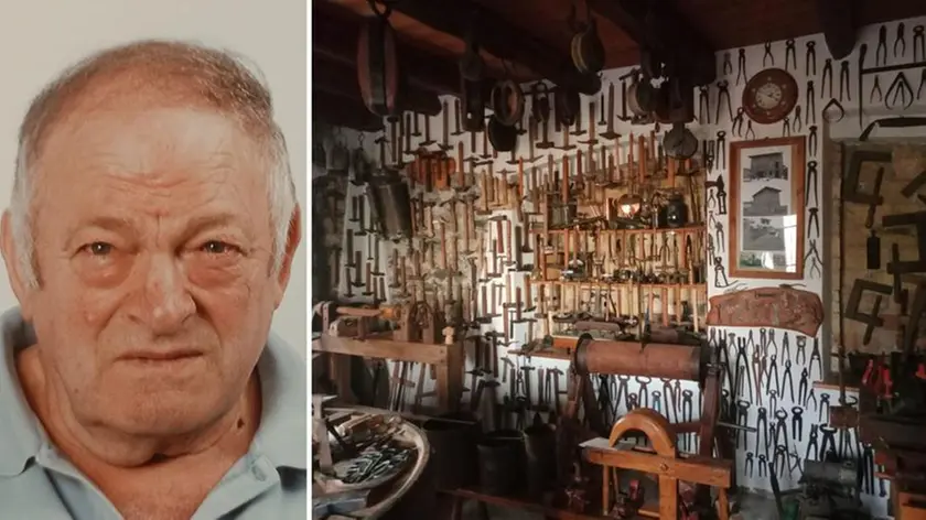 Giobatta Buttazzoni, 79 anni. A destra uno scorcio del museo