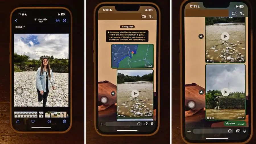 Gli screen e i messaggi sul cellulare di Patrizia. La prima è l'ultima foto scattata con il cellulare
