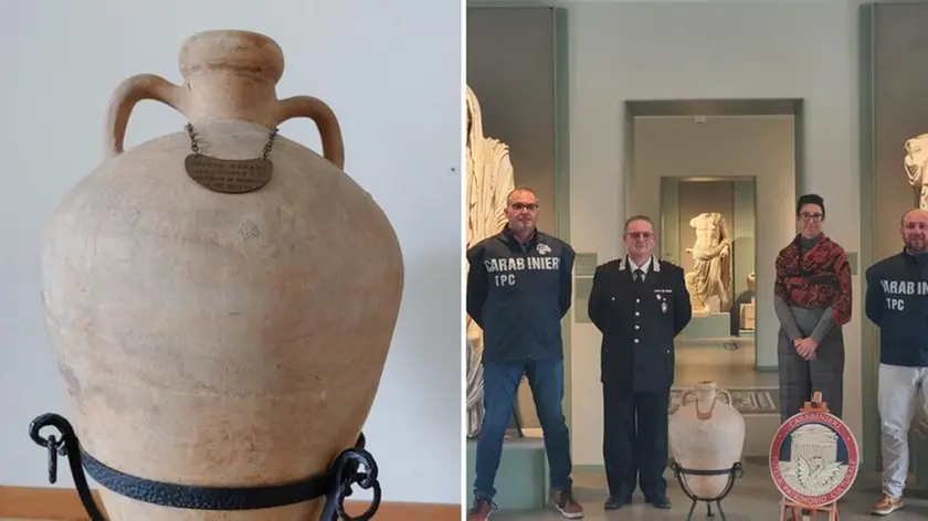 L'anfora rinvenuta e restituita al museo archeologico di Aquileia