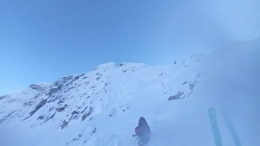 L'area dove si è staccata la valanga sulla Sella Nevea