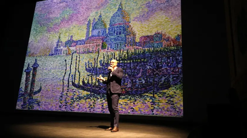 Marco Goldin durante la presentazione della nuova mostra a Treviso "Da Picasso a Van Gogh"