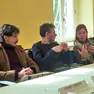 L’incontro a Udine da sinistra Marco Bocci, Luca Lucini, Chiara Valenti Omero e Nino Frassica