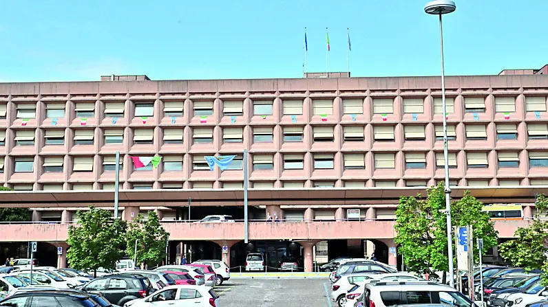 Il padiglione d’ingresso dell’ospedale di Udine