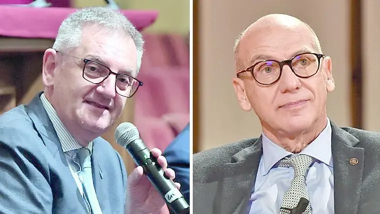 I rettori uscenti degli atenei di Trieste, Roberto Di Lenarda, e Udine, Roberto Pinton