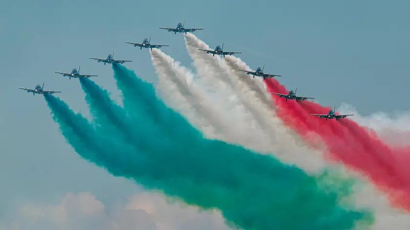 Le Frecce Tricolori la mattina del primo maggio a Rivolto (Petrussi)