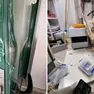 A sinistra i danni al campo sportivo di Manzano, a destra quelli nella piscina comunale