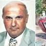 Il veterinario Paolo Chiapolino e, a destra, la sua auto ribaltata dopo l'incidente del 9 maggio