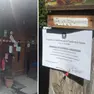 Uno degli chalet sequestrati a Cercivento e l'avviso del provvedimento apposto sulla struttura