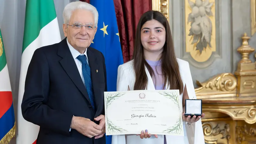 Sergio Mattarella insieme a Giorgia Fabris