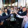 Il brindisi fra alleati del centrodestra a Trieste, dopo l'ufficializzazione del trionfo elettorale di Massimiliano Fedriga nell'aprile del 2023