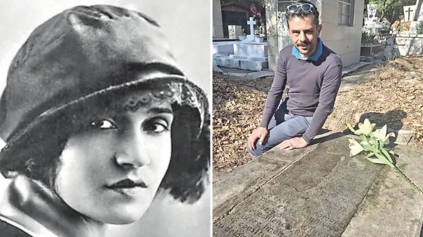 La fotografa friulana Tina Modotti e Riccardo Costantini sulla sua tomba a Città del Messico