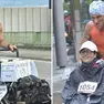 A sinistra, una delle iniziative benefiche di Michele Roveredo, a destra alla Maratona del sorriso con Eleonora Carlon